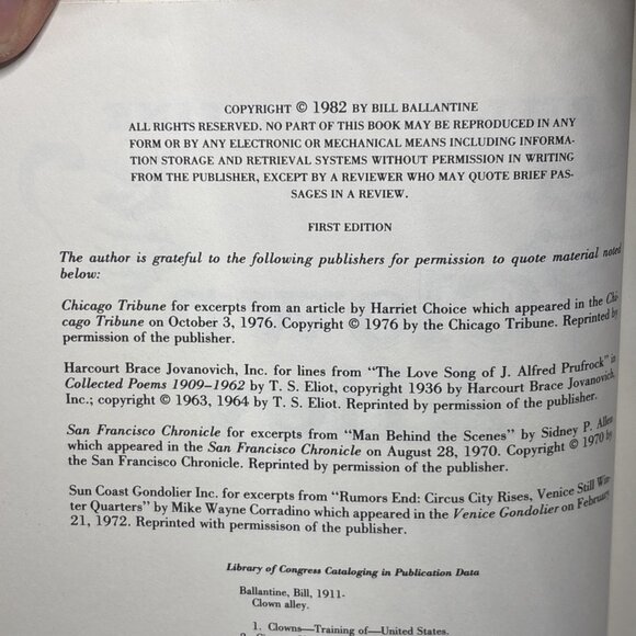 Clown Alley Hardcover 1982 Ballantine Barnum Bailey Ringling Clown College Schoo - Picture 5 of 7